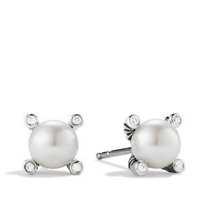 David Yurman Silver Peal Diamond Earrings